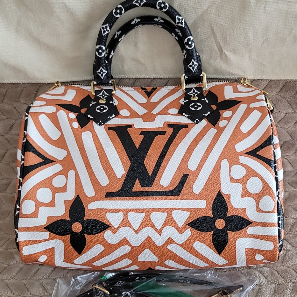 LOUIS VUITTON Crafty Speedy 25 Bandoulière Caramel Black Giant Monogram Bag New - Picture 3 of 17